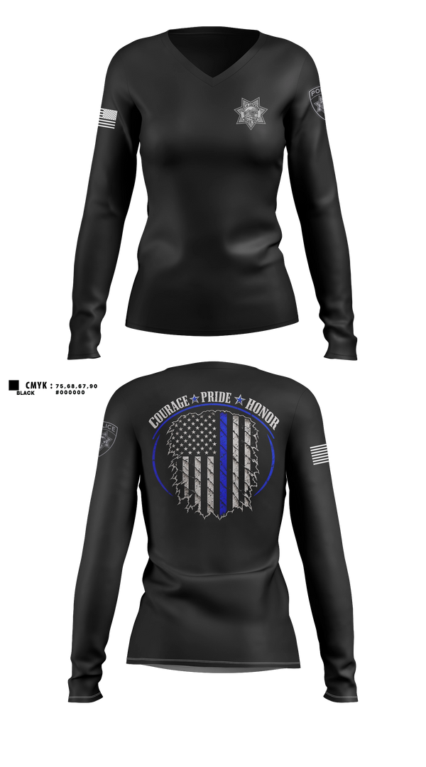 Womens Long Sleeve Vneck Shirt, Jackson Police Department, Police, Teamtime, Team time, sublimation, custom sports apparel, team uniforms, spirit wear, spiritwear, sports uniforms, custom shirts, team store, custom team store, fundraiser sports, apparel fundraiser