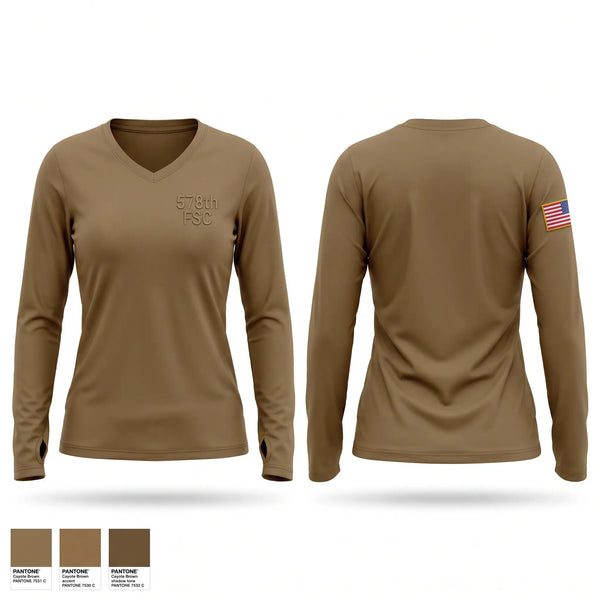 Womens Long Sleeve Vneck Shirt, 578th FSC, Army, Teamtime, Team time, sublimation, custom sports apparel, team uniforms, spirit wear, spiritwear, sports uniforms, custom shirts, team store, custom team store, fundraiser sports, apparel fundraiser