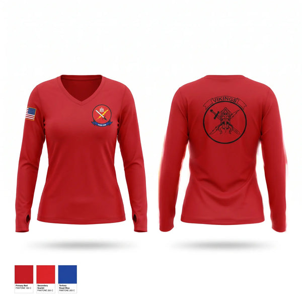 Womens Long Sleeve Vneck Shirt, VAQ-129, Navy, Teamtime, Team time, sublimation, custom sports apparel, team uniforms, spirit wear, spiritwear, sports uniforms, custom shirts, team store, custom team store, fundraiser sports, apparel fundraiser