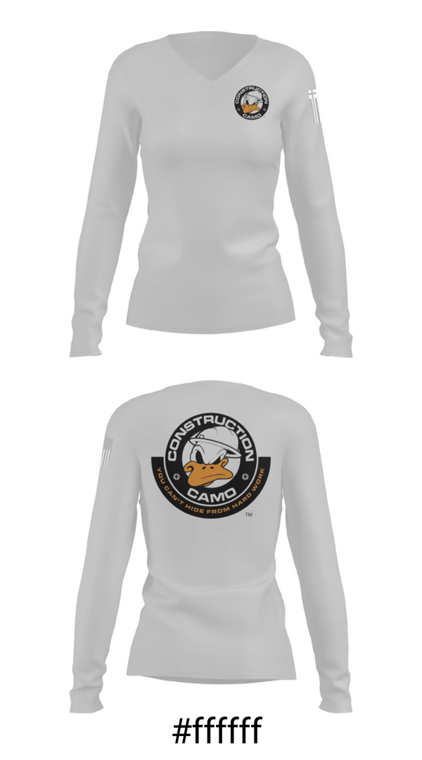 Women's Long Sleeve Vneck Shirt, Construction Camo, , Teamtime, Team time, sublimation, custom sports apparel, team uniforms, spirit wear, spiritwear, sports uniforms, custom shirts, team store, custom team store, fundraiser sports, apparel fundraiser