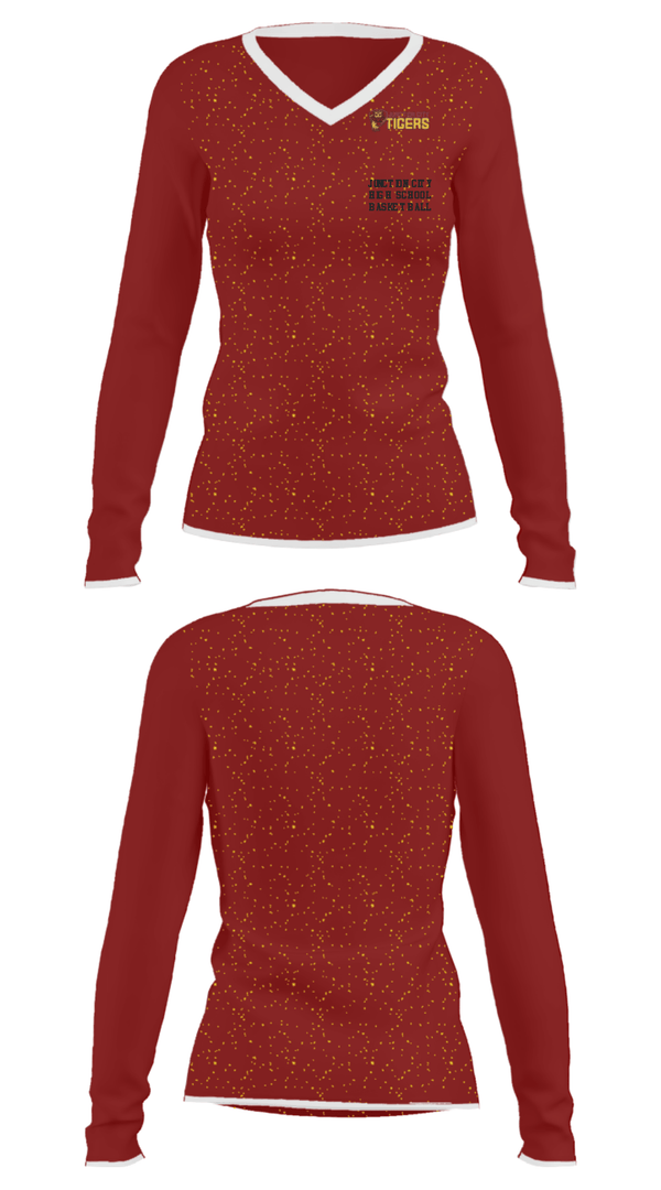 Women's Long Sleeve Vneck Shirt, Junction City High School Basketball, Men's Basketball, Teamtime, Team time, sublimation, custom sports apparel, team uniforms, spirit wear, spiritwear, sports uniforms, custom shirts, team store, custom team store, fundraiser sports, apparel fundraiser