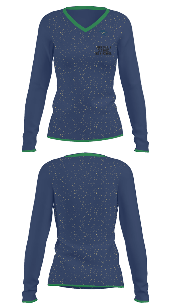 Women's Long Sleeve Vneck Shirt, John Paul Ii Catholic High School, Spirit Store, Teamtime, Team time, sublimation, custom sports apparel, team uniforms, spirit wear, spiritwear, sports uniforms, custom shirts, team store, custom team store, fundraiser sports, apparel fundraiser
