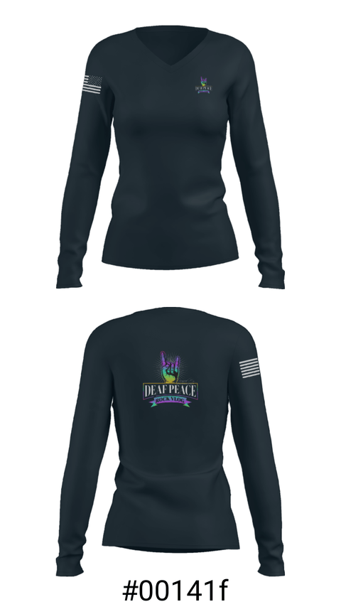 Women's Long Sleeve Vneck Shirt, DeafPeaceRockVlog, , Teamtime, Team time, sublimation, custom sports apparel, team uniforms, spirit wear, spiritwear, sports uniforms, custom shirts, team store, custom team store, fundraiser sports, apparel fundraiser