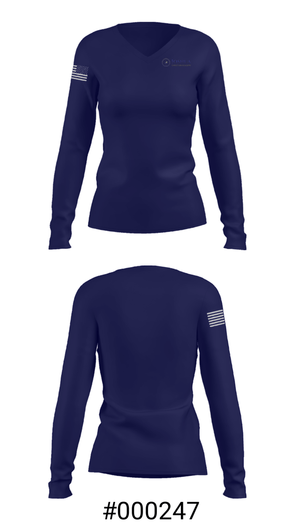 Women's Long Sleeve Vneck Shirt, Joshua Christian Academy, Track & Field, Teamtime, Team time, sublimation, custom sports apparel, team uniforms, spirit wear, spiritwear, sports uniforms, custom shirts, team store, custom team store, fundraiser sports, apparel fundraiser