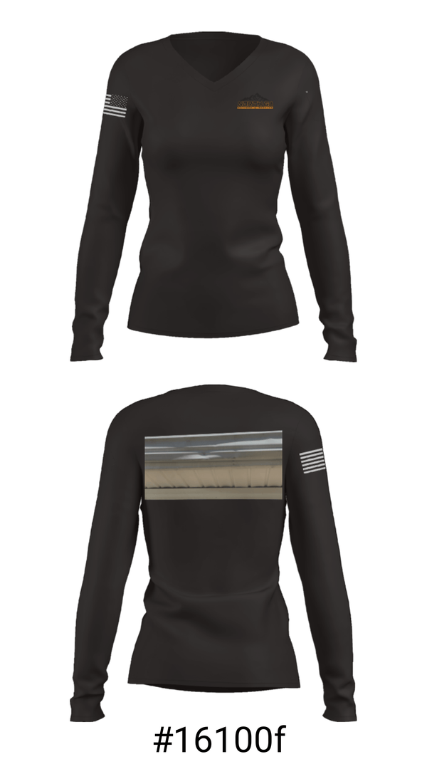 Women's Long Sleeve Vneck Shirt, North GA Gutters And Roofing, , Teamtime, Team time, sublimation, custom sports apparel, team uniforms, spirit wear, spiritwear, sports uniforms, custom shirts, team store, custom team store, fundraiser sports, apparel fundraiser