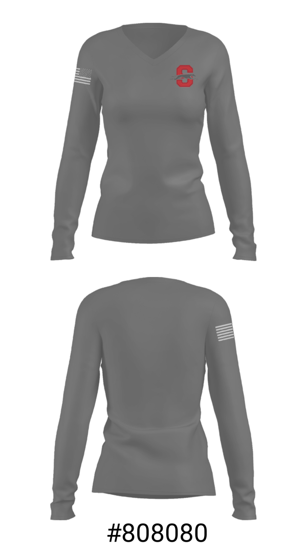Women's Long Sleeve Vneck Shirt, Shelby Senior High School Bowling, Bowling, Teamtime, Team time, sublimation, custom sports apparel, team uniforms, spirit wear, spiritwear, sports uniforms, custom shirts, team store, custom team store, fundraiser sports, apparel fundraiser