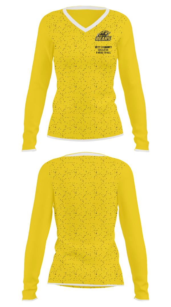 Women's Long Sleeve Vneck Shirt, Mott Community College Basketball, Men's Basketball, Teamtime, Team time, sublimation, custom sports apparel, team uniforms, spirit wear, spiritwear, sports uniforms, custom shirts, team store, custom team store, fundraiser sports, apparel fundraiser