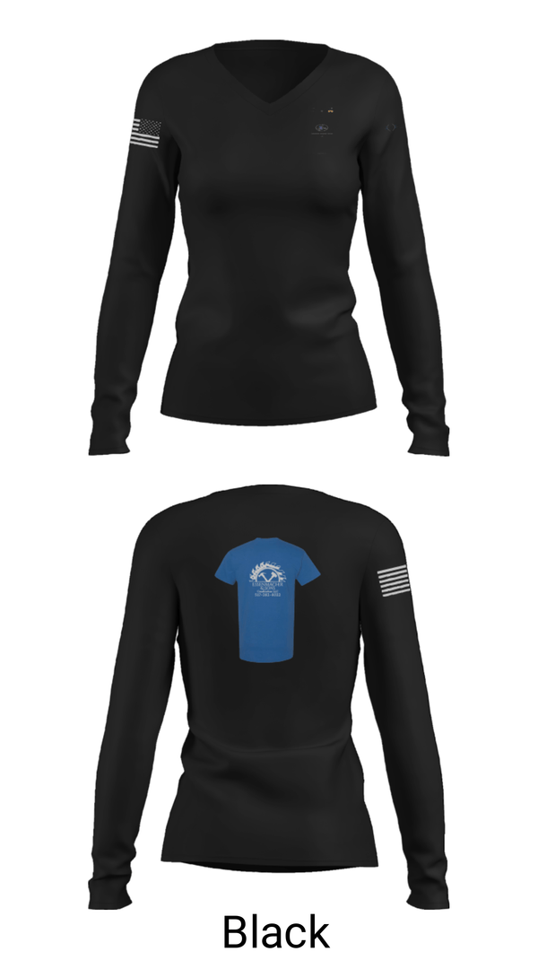 Women's Long Sleeve Vneck Shirt, Essenmacher Handyman Services LLC, , Teamtime, Team time, sublimation, custom sports apparel, team uniforms, spirit wear, spiritwear, sports uniforms, custom shirts, team store, custom team store, fundraiser sports, apparel fundraiser