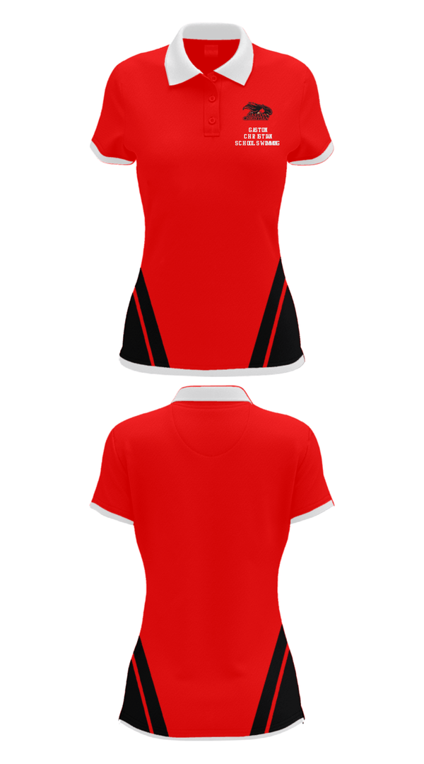 Women's Short Sleeve Performance Polo, Gaston Christian School Swimming, Swimming, Teamtime, Team time, sublimation, custom sports apparel, team uniforms, spirit wear, spiritwear, sports uniforms, custom shirts, team store, custom team store, fundraiser sports, apparel fundraiser