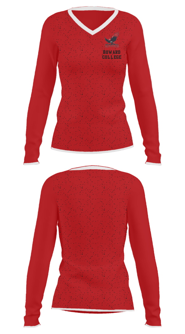 Women's Long Sleeve Vneck Shirt, Howard College, Spirit Store, Teamtime, Team time, sublimation, custom sports apparel, team uniforms, spirit wear, spiritwear, sports uniforms, custom shirts, team store, custom team store, fundraiser sports, apparel fundraiser