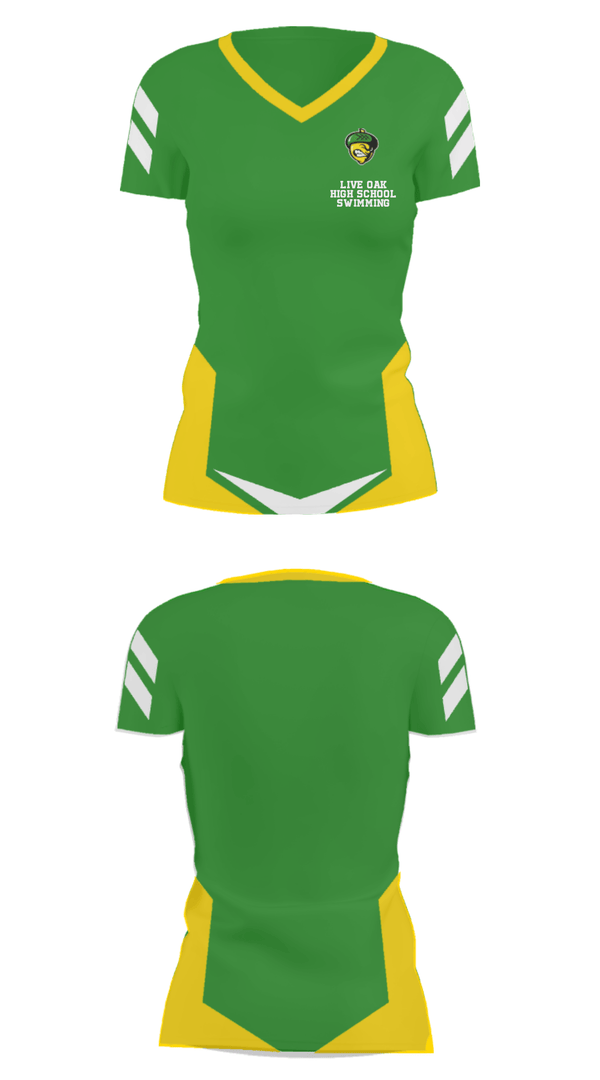Women's Short Sleeve Vneck Shirt, Live Oak High School Swimming, Swimming, Teamtime, Team time, sublimation, custom sports apparel, team uniforms, spirit wear, spiritwear, sports uniforms, custom shirts, team store, custom team store, fundraiser sports, apparel fundraiser