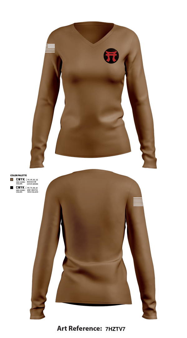 Women's Long Sleeve Vneck Shirt, 187th Iron Rakkasans, Army, Teamtime, Team time, sublimation, custom sports apparel, team uniforms, spirit wear, spiritwear, sports uniforms, custom shirts, team store, custom team store, fundraiser sports, apparel fundraiser