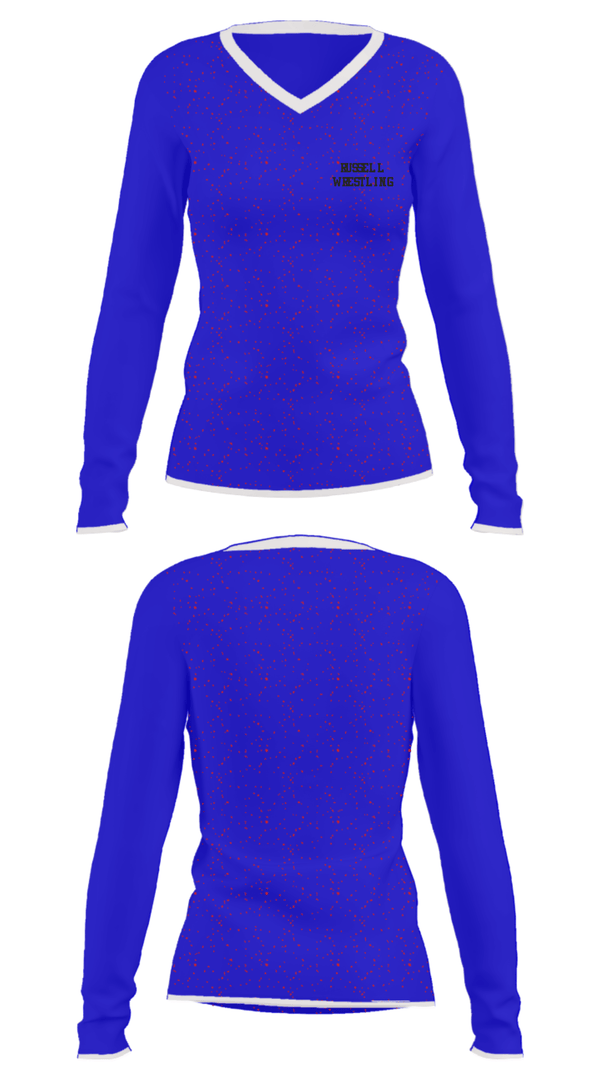 Women's Long Sleeve Vneck Shirt, RUSSELL WRESTLING, Wrestling, Teamtime, Team time, sublimation, custom sports apparel, team uniforms, spirit wear, spiritwear, sports uniforms, custom shirts, team store, custom team store, fundraiser sports, apparel fundraiser
