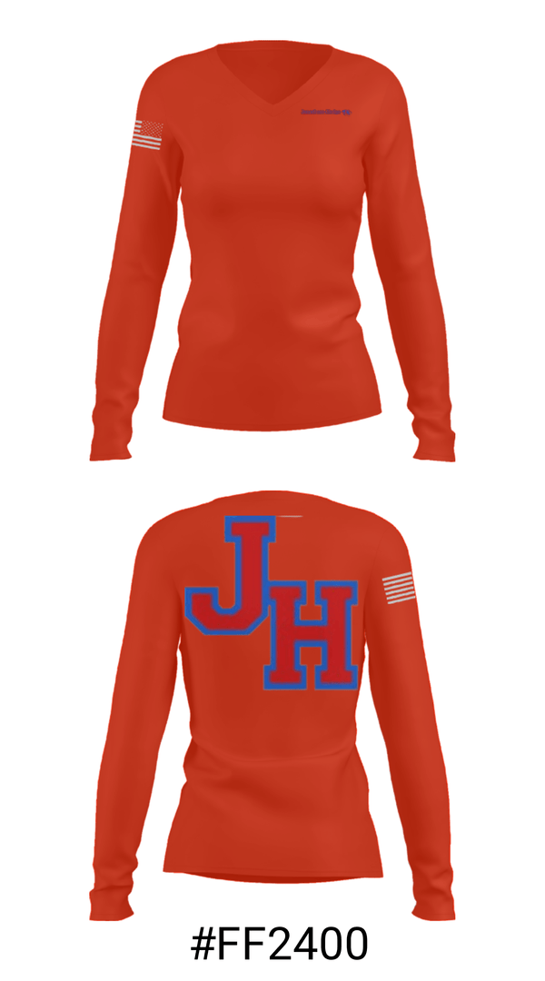 Women's Long Sleeve Vneck Shirt, Jonesboro-Hodge High School Basketball, Women's Basketball, Teamtime, Team time, sublimation, custom sports apparel, team uniforms, spirit wear, spiritwear, sports uniforms, custom shirts, team store, custom team store, fundraiser sports, apparel fundraiser