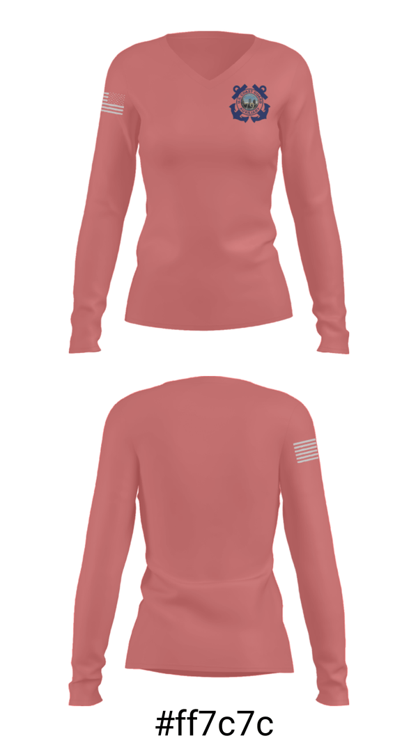 Women's Long Sleeve Vneck Shirt, , Coast Guard, Teamtime, Team time, sublimation, custom sports apparel, team uniforms, spirit wear, spiritwear, sports uniforms, custom shirts, team store, custom team store, fundraiser sports, apparel fundraiser