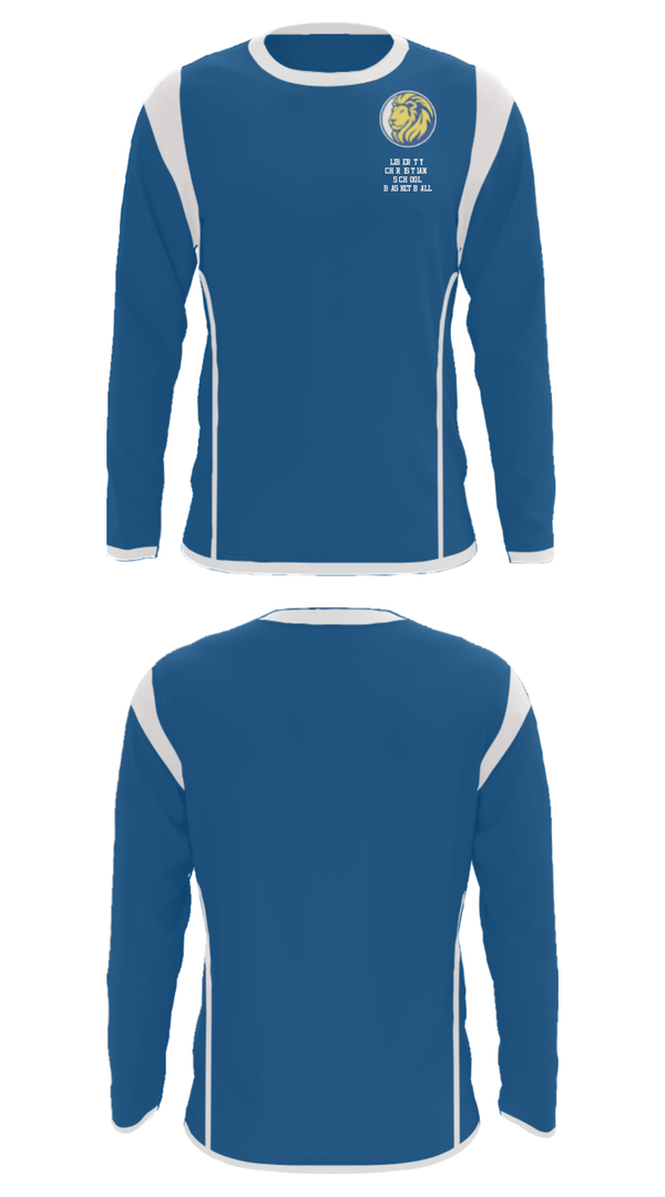 Long Sleeve Performance Shirt, Liberty Christian School Basketball, Men's Basketball, Teamtime, Team time, sublimation, custom sports apparel, team uniforms, spirit wear, spiritwear, sports uniforms, custom shirts, team store, custom team store, fundraiser sports, apparel fundraiser