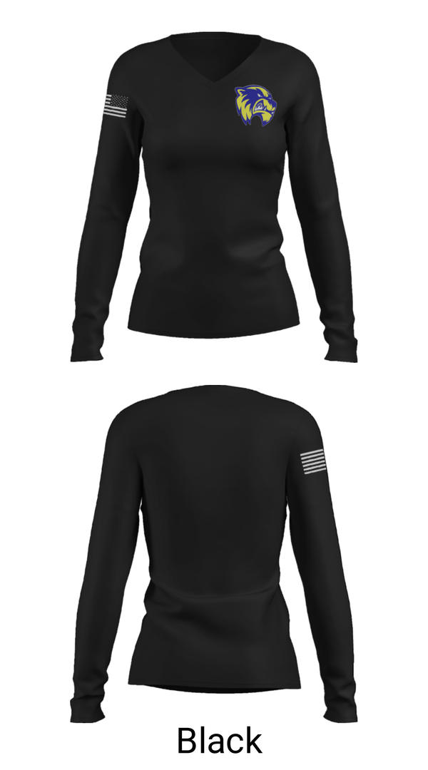 Women's Long Sleeve Vneck Shirt, Quitman High School, Spirit Store, Teamtime, Team time, sublimation, custom sports apparel, team uniforms, spirit wear, spiritwear, sports uniforms, custom shirts, team store, custom team store, fundraiser sports, apparel fundraiser