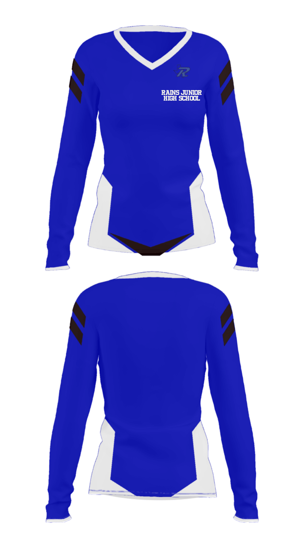 Women's Long Sleeve Vneck Shirt, Rains Junior High School, Spirit Store, Teamtime, Team time, sublimation, custom sports apparel, team uniforms, spirit wear, spiritwear, sports uniforms, custom shirts, team store, custom team store, fundraiser sports, apparel fundraiser