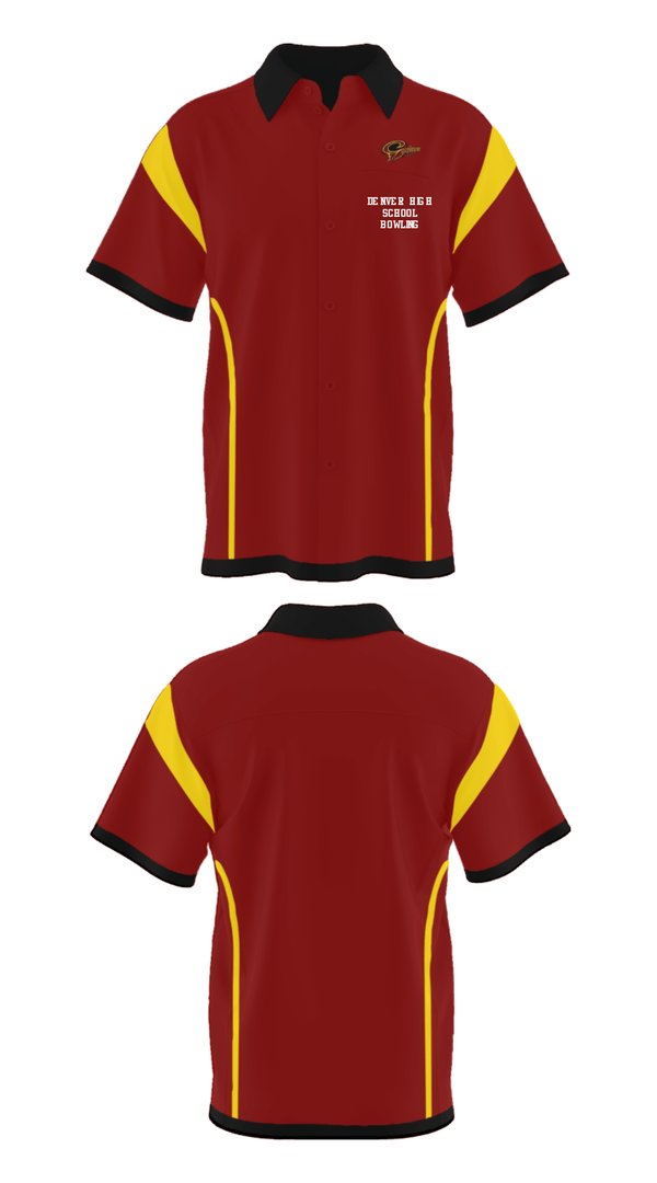Short Sleeve Bowling Jersey, Denver High School Bowling, Bowling, Teamtime, Team time, sublimation, custom sports apparel, team uniforms, spirit wear, spiritwear, sports uniforms, custom shirts, team store, custom team store, fundraiser sports, apparel fundraiser