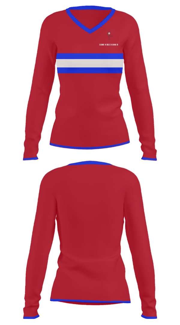Women's Long Sleeve Vneck Shirt, Cambridge Squash, Tennis, Teamtime, Team time, sublimation, custom sports apparel, team uniforms, spirit wear, spiritwear, sports uniforms, custom shirts, team store, custom team store, fundraiser sports, apparel fundraiser