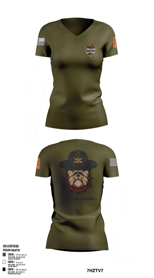 Women's Short Sleeve Vneck Shirt, 13TH Missile Defense BatteryB/3-6 ADA BNBravo Bulldawgs, Army, Teamtime, Team time, sublimation, custom sports apparel, team uniforms, spirit wear, spiritwear, sports uniforms, custom shirts, team store, custom team store, fundraiser sports, apparel fundraiser