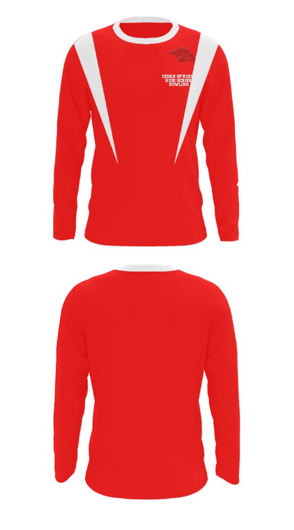 Long Sleeve Performance Shirt, Cedar Springs High School Bowling, Bowling, Teamtime, Team time, sublimation, custom sports apparel, team uniforms, spirit wear, spiritwear, sports uniforms, custom shirts, team store, custom team store, fundraiser sports, apparel fundraiser