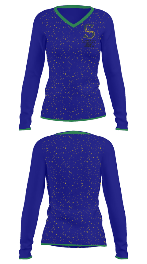 Women's Long Sleeve Vneck Shirt, St Dominic Savio Catholic High School Basketball, Men's Basketball, Teamtime, Team time, sublimation, custom sports apparel, team uniforms, spirit wear, spiritwear, sports uniforms, custom shirts, team store, custom team store, fundraiser sports, apparel fundraiser