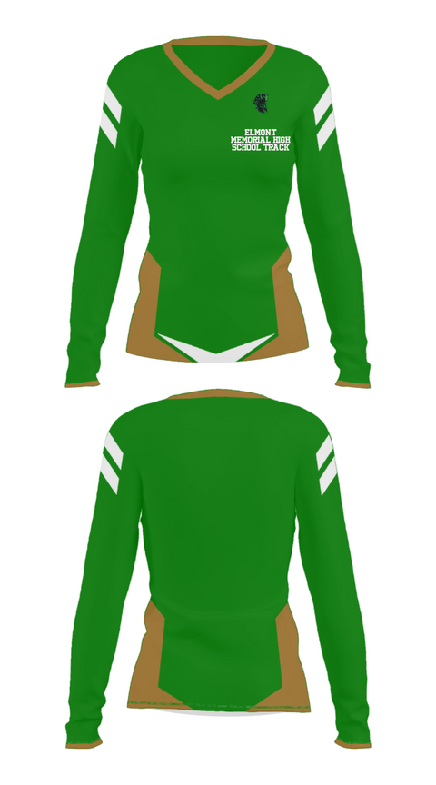 Women's Long Sleeve Vneck Shirt, Elmont Memorial High School Track, Track & Field, Teamtime, Team time, sublimation, custom sports apparel, team uniforms, spirit wear, spiritwear, sports uniforms, custom shirts, team store, custom team store, fundraiser sports, apparel fundraiser