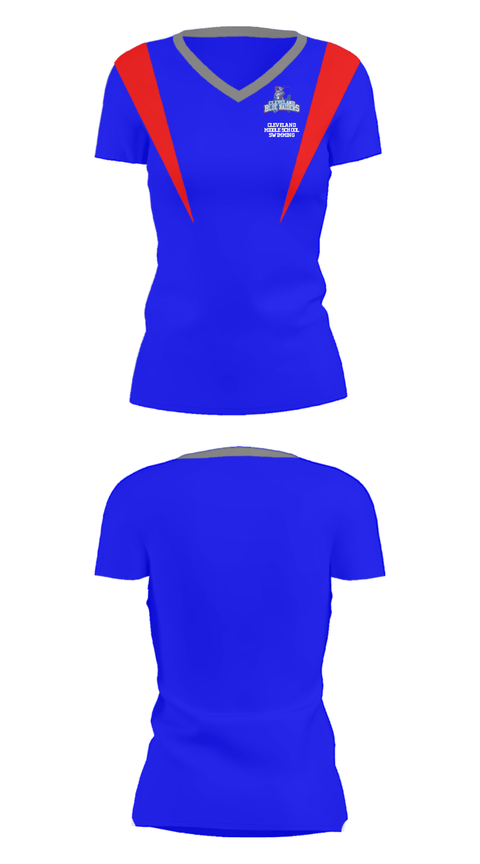 Women's Short Sleeve Vneck Shirt, Cleveland Middle School Swimming, Swimming, Teamtime, Team time, sublimation, custom sports apparel, team uniforms, spirit wear, spiritwear, sports uniforms, custom shirts, team store, custom team store, fundraiser sports, apparel fundraiser