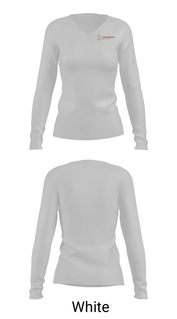 Women's Long Sleeve Vneck Shirt, Sugar Grove Elementary School, Spirit Store, Teamtime, Team time, sublimation, custom sports apparel, team uniforms, spirit wear, spiritwear, sports uniforms, custom shirts, team store, custom team store, fundraiser sports, apparel fundraiser