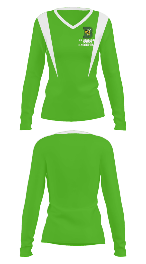 Women's Long Sleeve Vneck Shirt, Bethel High School Basketball, Women's Basketball, Teamtime, Team time, sublimation, custom sports apparel, team uniforms, spirit wear, spiritwear, sports uniforms, custom shirts, team store, custom team store, fundraiser sports, apparel fundraiser