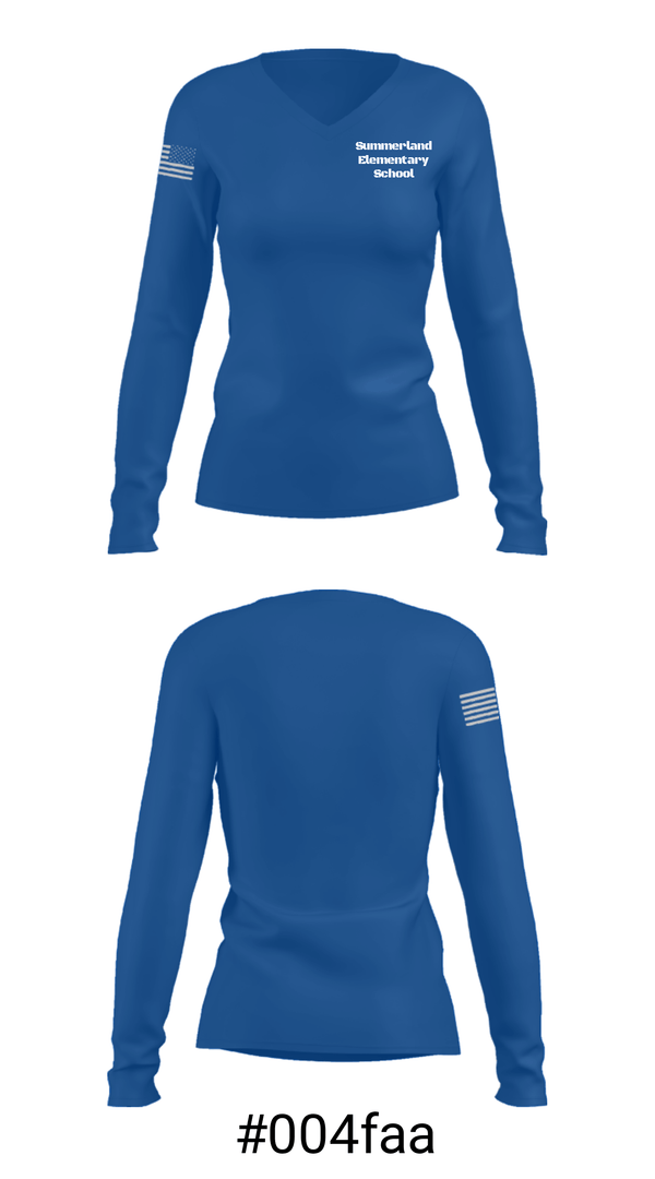Women's Long Sleeve Vneck Shirt, Summerland Elementary School, Spirit Store, Teamtime, Team time, sublimation, custom sports apparel, team uniforms, spirit wear, spiritwear, sports uniforms, custom shirts, team store, custom team store, fundraiser sports, apparel fundraiser