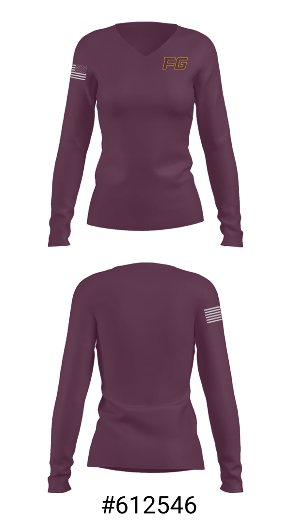 Women's Long Sleeve Vneck Shirt, Fort Gratiot Middle School Wrestling, Wrestling, Teamtime, Team time, sublimation, custom sports apparel, team uniforms, spirit wear, spiritwear, sports uniforms, custom shirts, team store, custom team store, fundraiser sports, apparel fundraiser