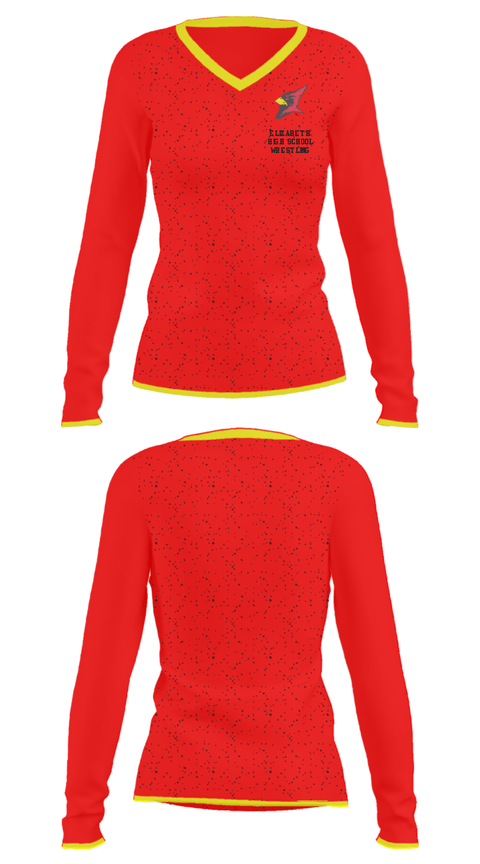 Women's Long Sleeve Vneck Shirt, Elizabeth High School Wrestling, Wrestling, Teamtime, Team time, sublimation, custom sports apparel, team uniforms, spirit wear, spiritwear, sports uniforms, custom shirts, team store, custom team store, fundraiser sports, apparel fundraiser