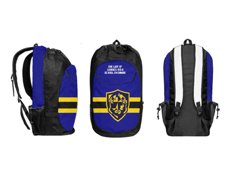 Gear Bag, Our Lady of Lourdes High School Swimming, Swimming, Teamtime, Team time, sublimation, custom sports apparel, team uniforms, spirit wear, spiritwear, sports uniforms, custom shirts, team store, custom team store, fundraiser sports, apparel fundraiser