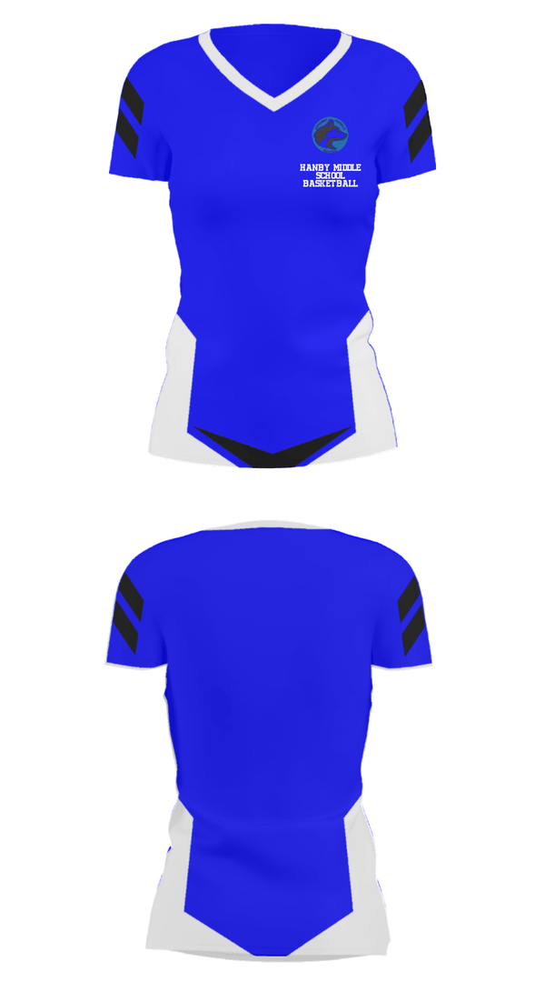 Women's Short Sleeve Vneck Shirt, Hanby Middle School Basketball, Women's Basketball, Teamtime, Team time, sublimation, custom sports apparel, team uniforms, spirit wear, spiritwear, sports uniforms, custom shirts, team store, custom team store, fundraiser sports, apparel fundraiser