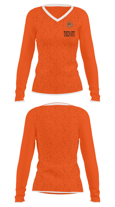 Women's Long Sleeve Vneck Shirt, Mangum Junior High School Basketball, Women's Basketball, Teamtime, Team time, sublimation, custom sports apparel, team uniforms, spirit wear, spiritwear, sports uniforms, custom shirts, team store, custom team store, fundraiser sports, apparel fundraiser
