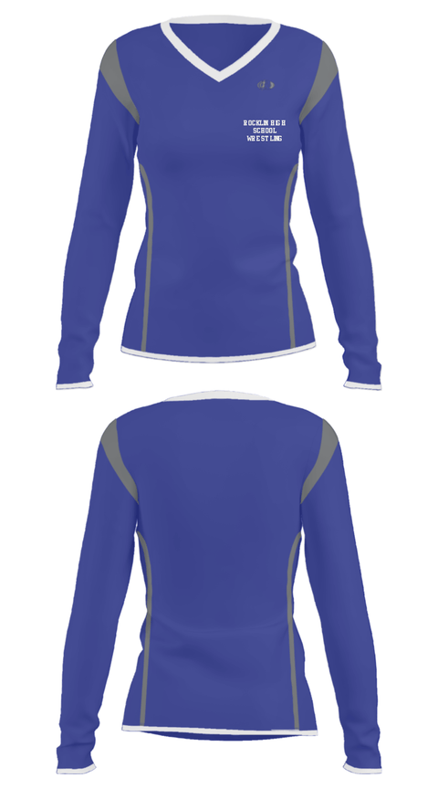 Women's Long Sleeve Vneck Shirt, Rocklin High School Wrestling, Wrestling, Teamtime, Team time, sublimation, custom sports apparel, team uniforms, spirit wear, spiritwear, sports uniforms, custom shirts, team store, custom team store, fundraiser sports, apparel fundraiser
