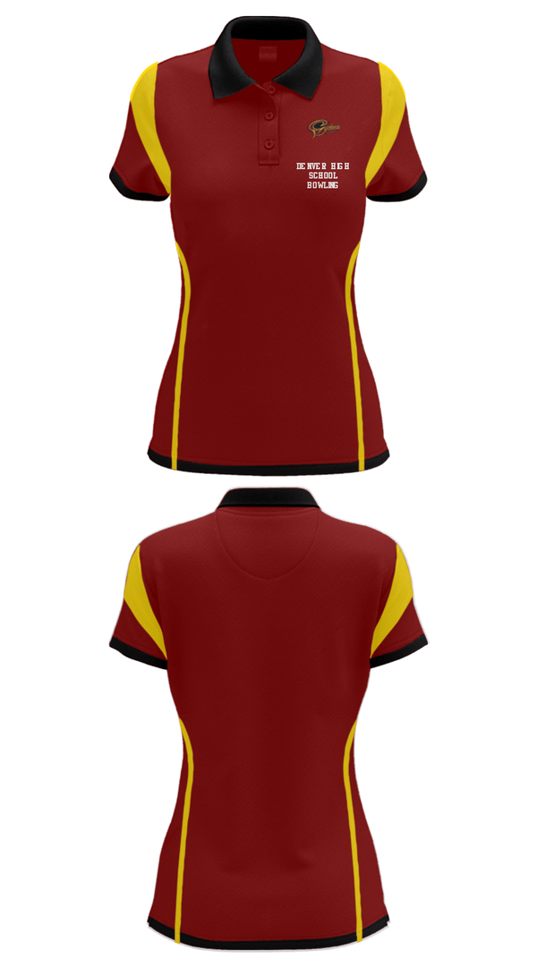 Women's Short Sleeve Performance Polo, Denver High School Bowling, Bowling, Teamtime, Team time, sublimation, custom sports apparel, team uniforms, spirit wear, spiritwear, sports uniforms, custom shirts, team store, custom team store, fundraiser sports, apparel fundraiser