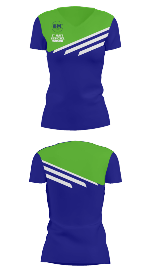 Women's Short Sleeve Vneck Shirt, St Mary's High School Swimming, Swimming, Teamtime, Team time, sublimation, custom sports apparel, team uniforms, spirit wear, spiritwear, sports uniforms, custom shirts, team store, custom team store, fundraiser sports, apparel fundraiser