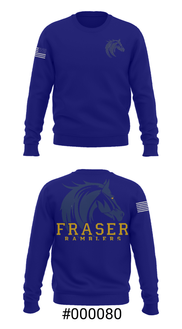 Crew Neck Sweatshirt, Frazer High School, Spirit Store, Teamtime, Team time, sublimation, custom sports apparel, team uniforms, spirit wear, spiritwear, sports uniforms, custom shirts, team store, custom team store, fundraiser sports, apparel fundraiser