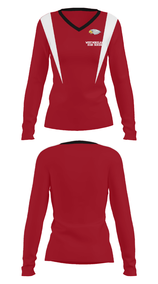 Women's Long Sleeve Vneck Shirt, Westmoreland High School, Men's Basketball, Teamtime, Team time, sublimation, custom sports apparel, team uniforms, spirit wear, spiritwear, sports uniforms, custom shirts, team store, custom team store, fundraiser sports, apparel fundraiser