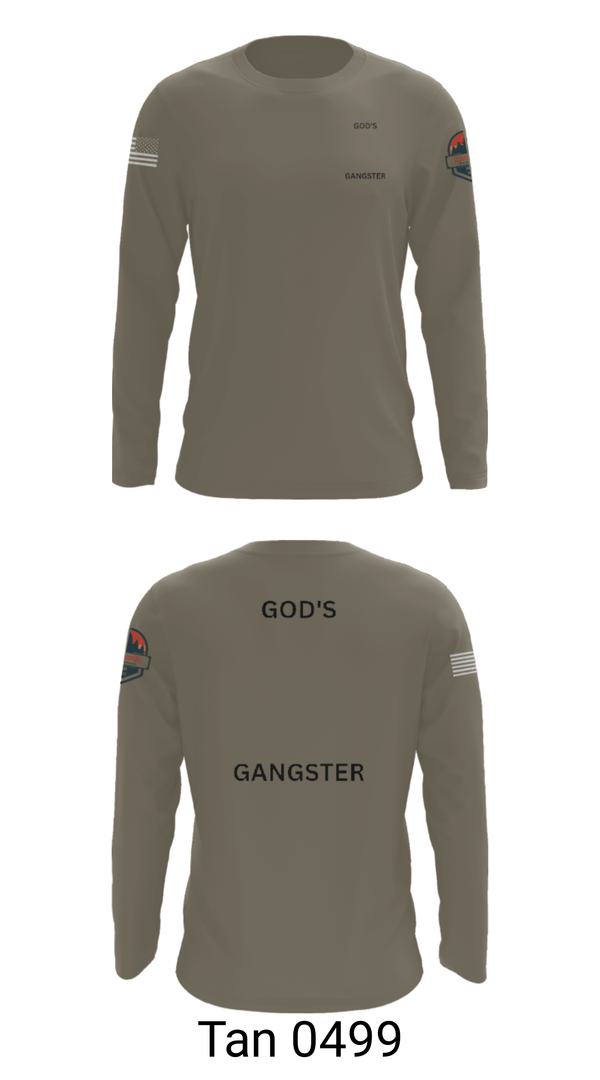 Long Sleeve Performance Shirt, GOD'S GANGSTER, Baseball, Teamtime, Team time, sublimation, custom sports apparel, team uniforms, spirit wear, spiritwear, sports uniforms, custom shirts, team store, custom team store, fundraiser sports, apparel fundraiser