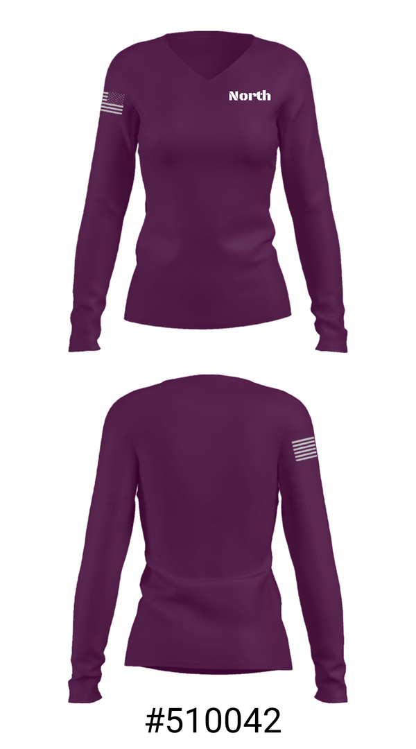 Women's Long Sleeve Vneck Shirt, North, Women's Volleyball, Teamtime, Team time, sublimation, custom sports apparel, team uniforms, spirit wear, spiritwear, sports uniforms, custom shirts, team store, custom team store, fundraiser sports, apparel fundraiser