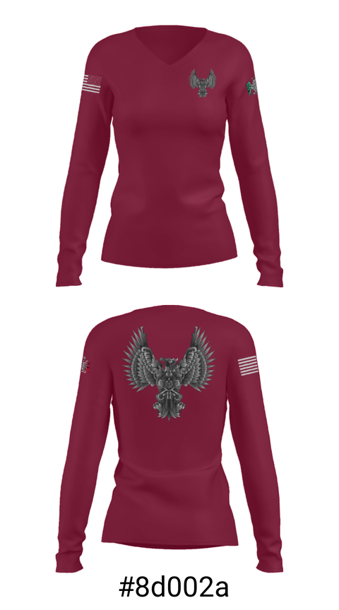 Women's Long Sleeve Vneck Shirt, Design Roofing LLC, , Teamtime, Team time, sublimation, custom sports apparel, team uniforms, spirit wear, spiritwear, sports uniforms, custom shirts, team store, custom team store, fundraiser sports, apparel fundraiser
