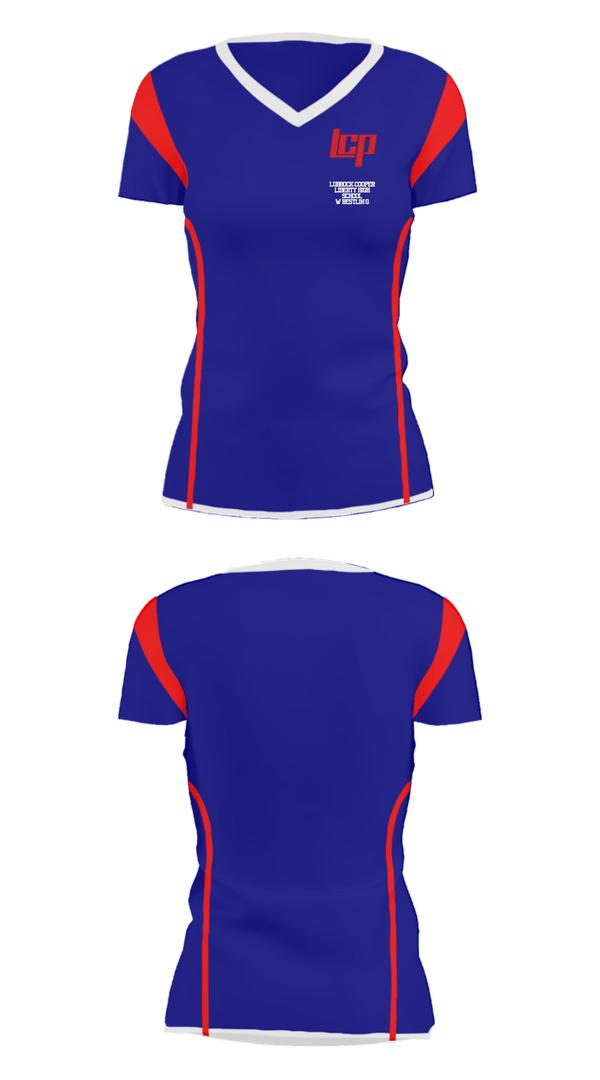 Women's Short Sleeve Vneck Shirt, Lubbock-Cooper Liberty High School Wrestling, Wrestling, Teamtime, Team time, sublimation, custom sports apparel, team uniforms, spirit wear, spiritwear, sports uniforms, custom shirts, team store, custom team store, fundraiser sports, apparel fundraiser