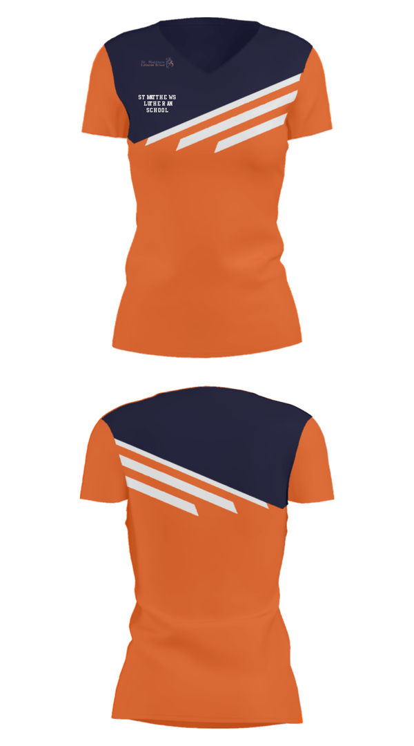 Women's Short Sleeve Vneck Shirt, St Matthews Lutheran School, Spirit Store, Teamtime, Team time, sublimation, custom sports apparel, team uniforms, spirit wear, spiritwear, sports uniforms, custom shirts, team store, custom team store, fundraiser sports, apparel fundraiser