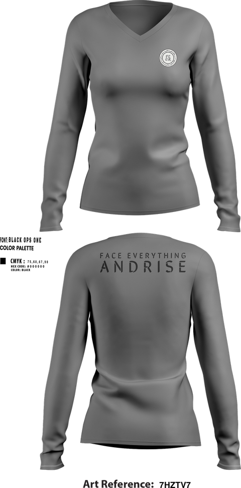 Womens Long Sleeve Vneck Shirt, FearLifestyle, , Teamtime, Team time, sublimation, custom sports apparel, team uniforms, spirit wear, spiritwear, sports uniforms, custom shirts, team store, custom team store, fundraiser sports, apparel fundraiser