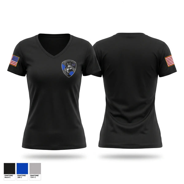Womens Short Sleeve Vneck Shirt, Florence PD K9- Unit, Police, Teamtime, Team time, sublimation, custom sports apparel, team uniforms, spirit wear, spiritwear, sports uniforms, custom shirts, team store, custom team store, fundraiser sports, apparel fundraiser