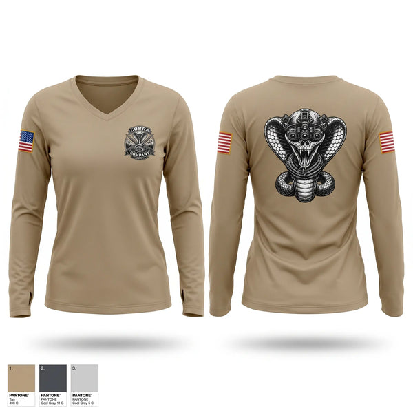 Womens Long Sleeve Vneck Shirt, Cco 2-2IN, 10TH MTN DIV, Army, Teamtime, Team time, sublimation, custom sports apparel, team uniforms, spirit wear, spiritwear, sports uniforms, custom shirts, team store, custom team store, fundraiser sports, apparel fundraiser